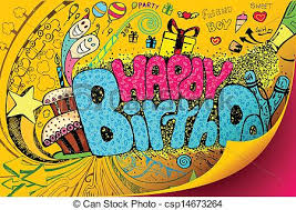Happy Birthday Doodle Illustration Of Colorful Happy Birthday Doodle