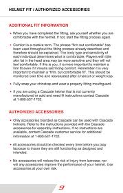 Cascade Lacrosse Helmet Safety Booklet And Information Cascade