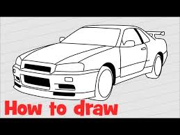 Jdm drifting car drift extreme japanese racing sport drawing. Drawing A Car Nissan Skyline Gtr R34 Youtube