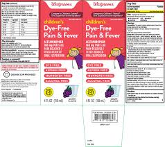 dye free pain and fever childrens