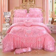 pink lace princess bedding set luxury