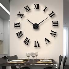 Vreaone Large 3d Diy Wall Clock Giant Roman Numerals Clock Frameless Mirror Big