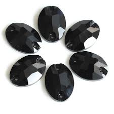 All Sizes Sew On Rhinestones Oval Black Jet Glass Crystal Beads Sew
