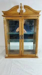 Wooden Wall Curio Cabinet Mirrored Two