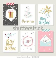 Collection 6 Christmas Card Templates Christmas Stock Vector