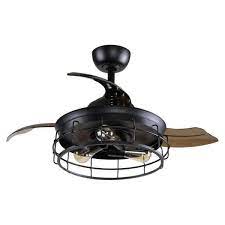 Indoor Black Retractable Ceiling Fan