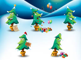 christmas tree cartoon vector set by