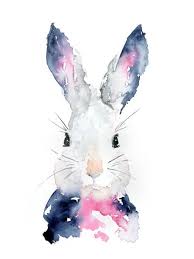 watercolor bunny woodland stretched