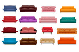 Sofa Icon Set Realistic Style Graphic