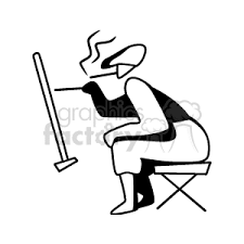 Royalty Free Cartoon Black And White Artist Sitting On A Stool