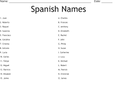 spanish names worksheet wordmint