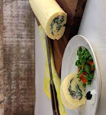 egg roulade with spinach proscuitto