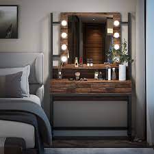 vanity table set with lighted mirror 2
