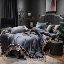 nordic style luxury lace silky bedding