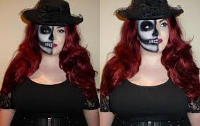 halloween makeup half skull she