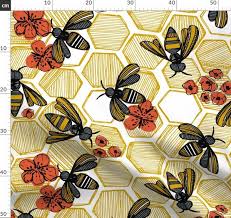 honey bee hexagon large spoonflower