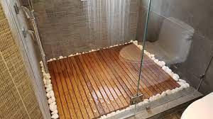 custom teak shower floors bath mats