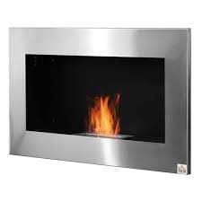 Homcom 35 5 Contemporary Wall Mounted Ventless Indoor Bio Ethanol Fireplace Stainless Steel