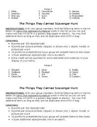 The Things They Carried Scavenger Hunt