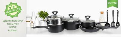 Duxtop 12-Piece Nonstick Cookware Set, Dishwasher Oven Safe Ceramic Pots  and Pans Set with Glass Lid, Impact-bonded Technology, Induction Base:  Amazon.sg: Home