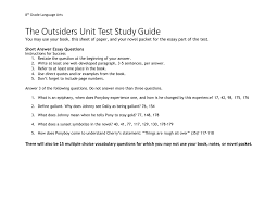 The Outsiders Unit Test Study Guide
