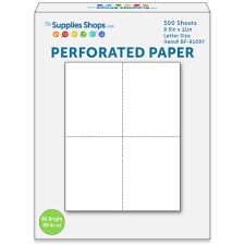 Perforated Paper Two Perforations To Quarter The Sheet On White 20 Letter Size Copy Paper Ream Of 500