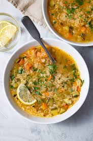 lemon rice soup vegetarian recipe