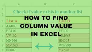 how to find a column value in excel