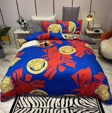 Versace Blue And Red Bedding Set King