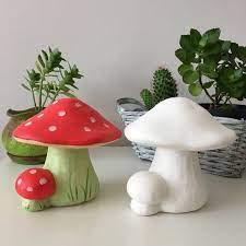 Ceramic Mushrooms Painted Mushrooms