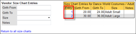 Add Edit And Delete Vendor Size Charts