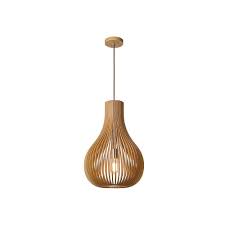 Lucide 01400 38 72 Bodo Scandinavian Round Wood Light Wood Pendant Light Ideas4lighting