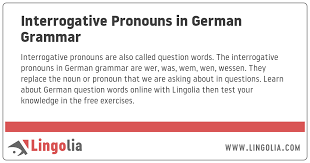 Interrogative Pronouns In German Grammar