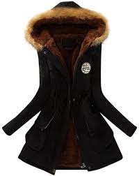 通用 Women's warm winter jacket with thick zip large size jacket women's  winter chic warm long parka with fur hood - ShopStyle