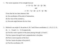 Vector Equations Of Two Straight Lines