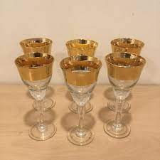 Vintage Gold Rimmed Cordial Glasses