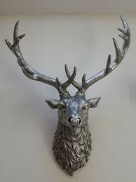 Large Silver Stag Wall Art Animal