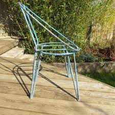 Vintage Blue Metal Garden Chairs 1950
