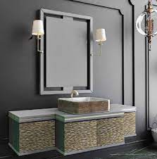 Luxury bathroom vanities there are many altered choices of luxury bathroom vanities and they come in conventional themes in most cases. Casa Padrino Luxury Bathroom Set Gray Gold Black 1 Vanity Unit With 4 Doors And 1 Sink And 1 Wall Mirror With 2 Wall Lamps Luxury Collection