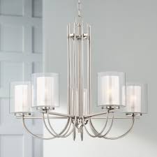 Possini Euro Design Brushed Nickel Chandelier 26 3 4 Wide Curved Arms Clear Frosted Glass 5 Light Fixture For Dining Room House Walmart Com Walmart Com