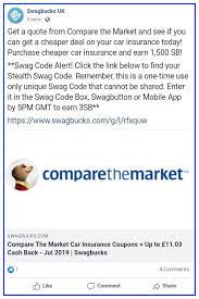 If you want to find out the exact value of your car you can use our free car. Swagbucks New Swagcode 1 Ireland Unitedkingdom Code At Swagbucks Com Shop Store 15403 Compare The Market Car I Compare The Market Car Insurance Swagbucks