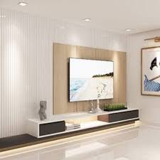 Brown And White Wooden Tv Wall Unit Design