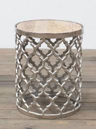 Chrome Lattice Side Table With Gold