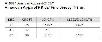 American Apparel 2105w Kids Fine Jersey T Shirt