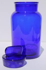 cobalt blue glass bottle canister jar w