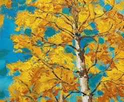 オリジナルの油絵 黄色の白樺の木 秋の絵の木 秋の白樺の木 - ショップ Diven.art ウォールデコ・壁紙 - Pinkoi さん