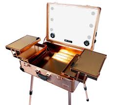 rolling makeup case with mirror light