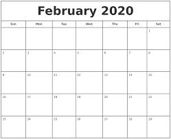 February 2020 Calendar Printable Template In Pdf Word Excel
