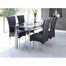 4 Chairs 1 Table Glass Top Dining Table Set