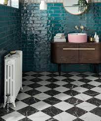 Retro Bathroom With Emerald Tiles On